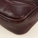 CHANEL Chain V Stitch Shoulder Bag Caviar Skin Bordeaux Gold CC Auth BA13825V-17