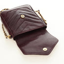 CHANEL Chain V Stitch Shoulder Bag Caviar Skin Bordeaux Gold CC Auth BA13825V-21
