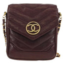 CHANEL Chain V Stitch Shoulder Bag Caviar Skin Bordeaux Gold CC Auth BA13825V-13