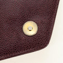 CHANEL Chain V Stitch Shoulder Bag Caviar Skin Bordeaux Gold CC Auth BA13825V-22