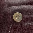CHANEL Chain V Stitch Shoulder Bag Caviar Skin Bordeaux Gold CC Auth BA13825V-23