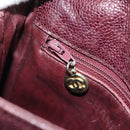 CHANEL Chain V Stitch Shoulder Bag Caviar Skin Bordeaux Gold CC Auth BA13825V-27