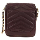 CHANEL Chain V Stitch Shoulder Bag Caviar Skin Bordeaux Gold CC Auth BA13825V-2