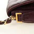 CHANEL Chain V Stitch Shoulder Bag Caviar Skin Bordeaux Gold CC Auth BA13825V-4