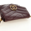 CHANEL Chain V Stitch Shoulder Bag Caviar Skin Bordeaux Gold CC Auth BA13825V-14