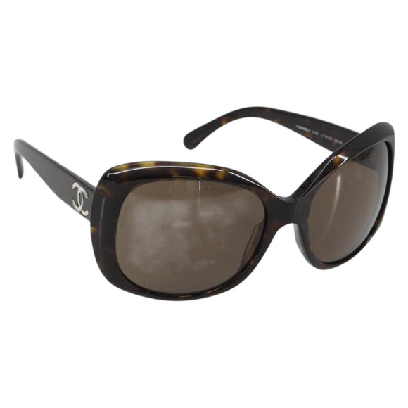 CHANEL Tortoise Pattern Sunglasses Plastic Brown CC Auth BA13826