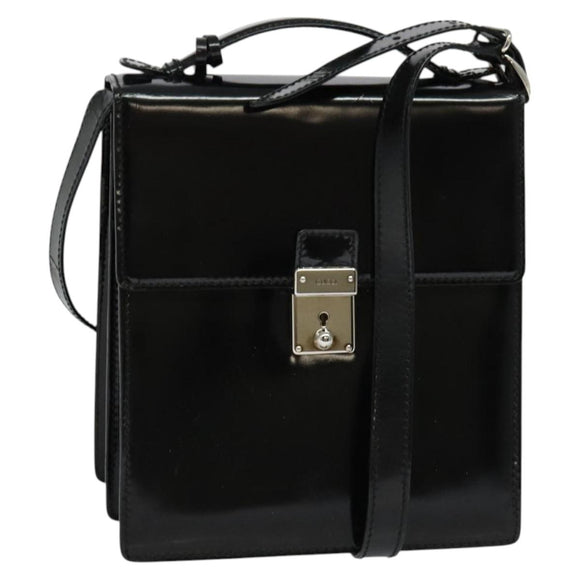 GUCCI Shoulder Bag Patent Leather Black Silver 018 123 1003 Auth BA1383