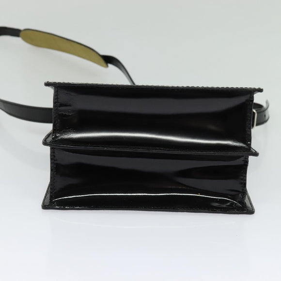 GUCCI Shoulder Bag Patent Leather Black Silver 018 123 1003 Auth BA1383
