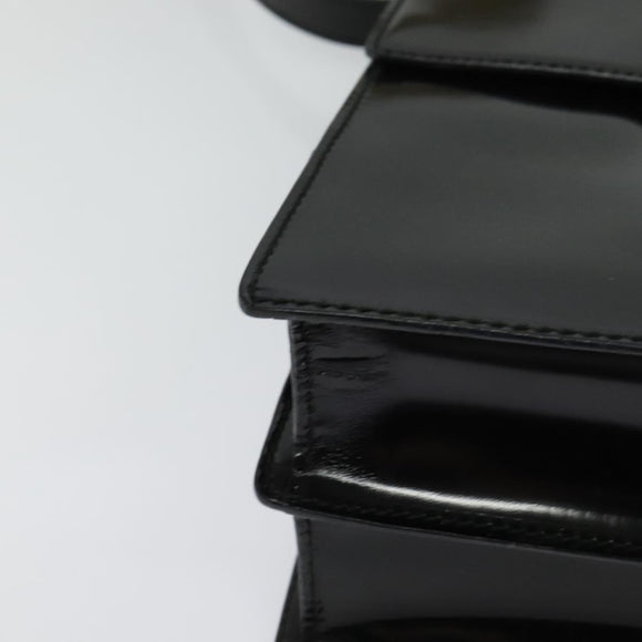 GUCCI Shoulder Bag Patent Leather Black Silver 018 123 1003 Auth BA1383