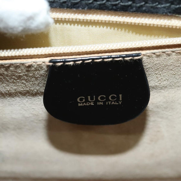 GUCCI Shoulder Bag Patent Leather Black Silver 018 123 1003 Auth BA1383