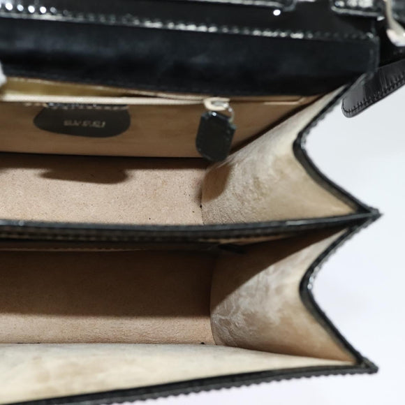 GUCCI Shoulder Bag Patent Leather Black Silver 018 123 1003 Auth BA1383