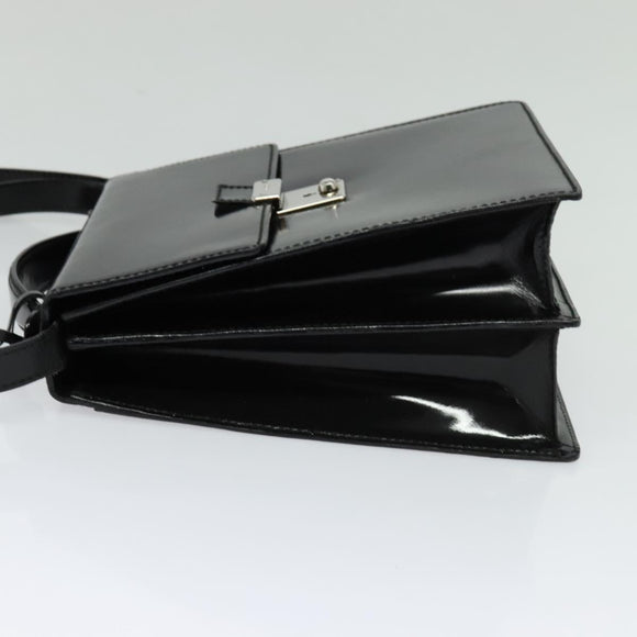GUCCI Shoulder Bag Patent Leather Black Silver 018 123 1003 Auth BA1383
