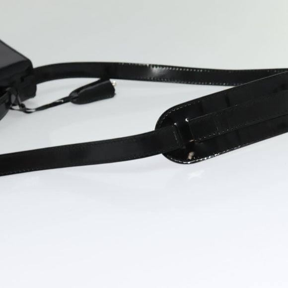 GUCCI Shoulder Bag Patent Leather Black Silver 018 123 1003 Auth BA1383