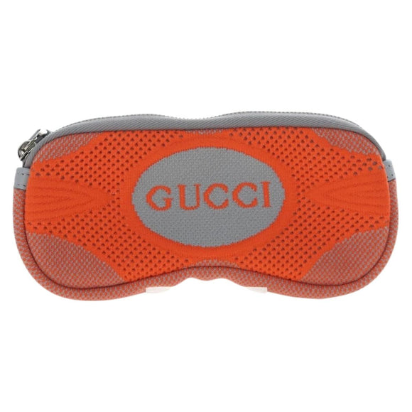 GUCCI Glasses Case Technical knit Orange Silver 824707 Auth BA13835M