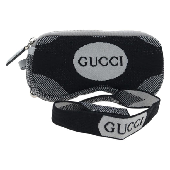 GUCCI Glasses Case Technical knit Black Silver 824707 Auth BA13837M