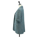 CHANEL Jacket Jacket Tweed 40 Blue Silver CC Auth BA13843SAM-3