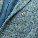 CHANEL Jacket Jacket Tweed 40 Blue Silver CC Auth BA13843SAM-5