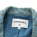CHANEL Jacket Jacket Tweed 40 Blue Silver CC Auth BA13843SAM-7