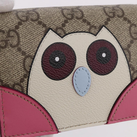 GUCCI GG Supreme Bifold Wallet PVC Beige Gold 818767 Auth BA13845M