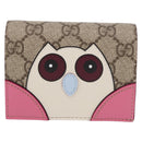 GUCCI GG Supreme Bifold Wallet PVC Beige Gold 818767 Auth BA13845M-2