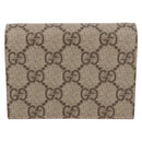 GUCCI GG Supreme Bifold Wallet PVC Beige Gold 818767 Auth BA13845M-3