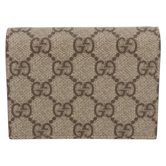 GUCCI GG Supreme Bifold Wallet PVC Beige Gold 818767 Auth BA13845M