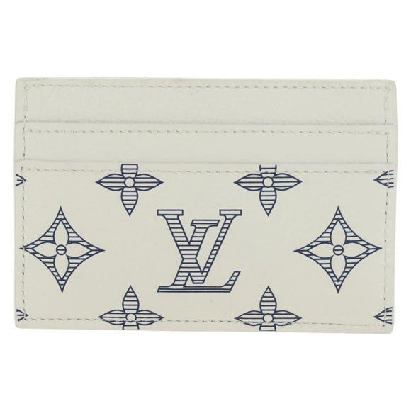 LOUIS VUITTON Monogram Shadow Porte Cartes Double White M83699 Auth BA13846SAM