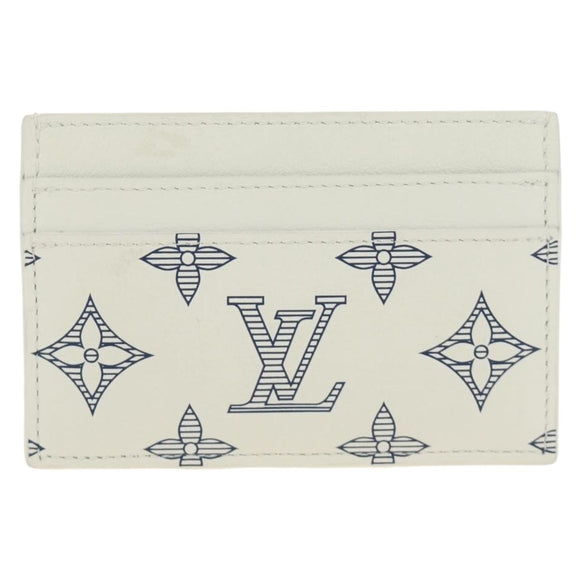 LOUIS VUITTON Monogram Shadow Porte Cartes Double White M83699 Auth BA13846SAM