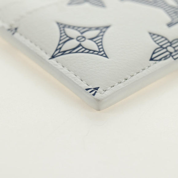 LOUIS VUITTON Monogram Shadow Porte Cartes Double White M83699 Auth BA13846SAM