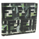 FENDI Zucca Canvas Bifold Wallet Leather Green Black Auth BA13848A-1