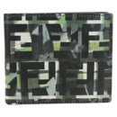 FENDI Zucca Canvas Bifold Wallet Leather Green Black Auth BA13848A-13
