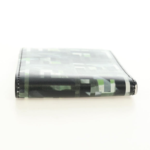 FENDI Zucca Canvas Bifold Wallet Leather Green Black Auth BA13848A