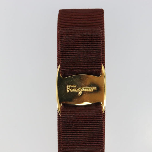 Salvatore Ferragamo Valletta Hair clip metal Brown Gold Auth BA13852V