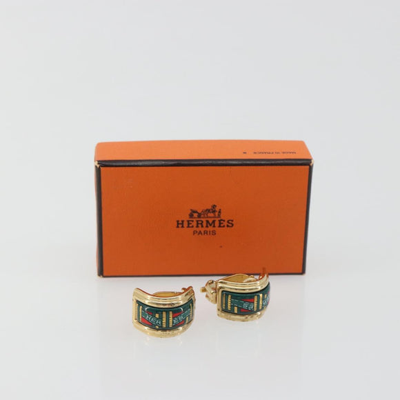 HERMES Emile Earring metal Green Auth BA13857V