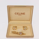 CELINE Nek Tie Pin Cuffs metal Gold Tone Auth BA13864V-17