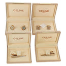 CELINE Nek Tie Pin Cuffs metal 4 Set Gold Tone Auth BA13869-1