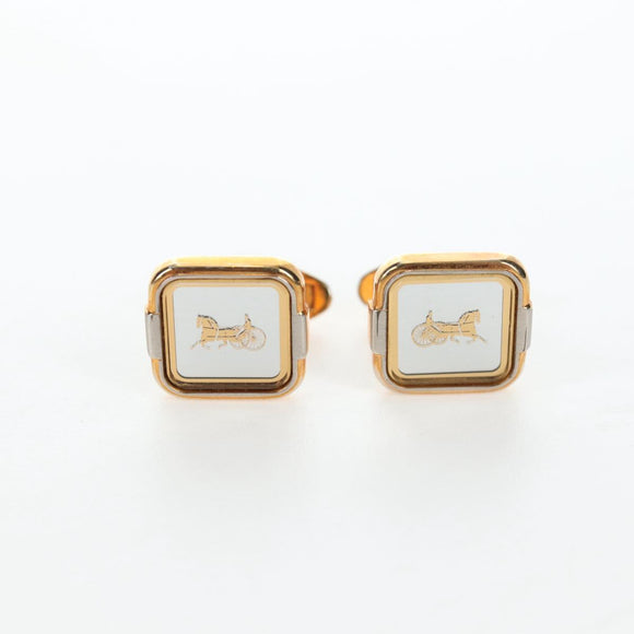 CELINE Nek Tie Pin Cuffs metal 4 Set Gold Tone Auth BA13869