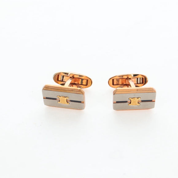 CELINE Nek Tie Pin Cuffs metal 12 Set Gold Tone Auth BA13870