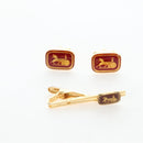 CELINE Nek Tie Pin Cuffs metal 12 Set Gold Tone Auth BA13870-8