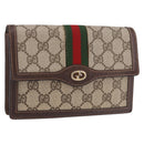 GUCCI GG Supreme Web Sherry Line Pouch PVC Beige Gold Auth BA13871-1
