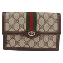 GUCCI GG Supreme Web Sherry Line Pouch PVC Beige Gold Auth BA13871-13