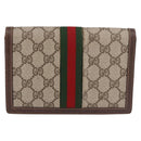 GUCCI GG Supreme Web Sherry Line Pouch PVC Beige Gold Auth BA13871-2