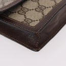 GUCCI GG Supreme Web Sherry Line Pouch PVC Beige Gold Auth BA13871-7