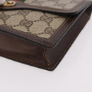 GUCCI GG Supreme Web Sherry Line Pouch PVC Beige Gold Auth BA13871-14