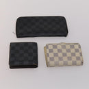 LOUIS VUITTON Damier Azur Damier Ebene Wallet 6 Set LV Auth BA13874-16
