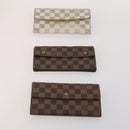 LOUIS VUITTON Damier Azur Damier Ebene Wallet 6 Set LV Auth BA13874-2