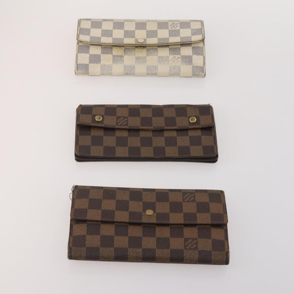 LOUIS VUITTON Damier Azur Damier Ebene Wallet 6 Set LV Auth BA13874
