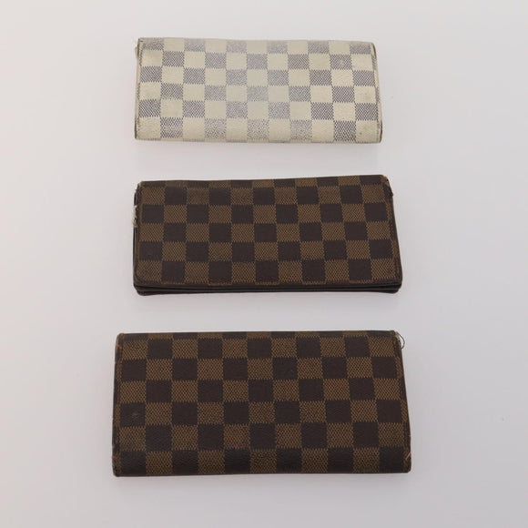 LOUIS VUITTON Damier Azur Damier Ebene Wallet 6 Set LV Auth BA13874