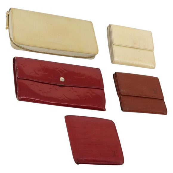 LOUIS VUITTON Monogram Vernis Epi Wallet 5 Set Red Beige Brown LV Auth BA13875