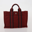 HERMES Fourre Tout Hand Bag Cotton 2 Set Red Auth BA13880-10